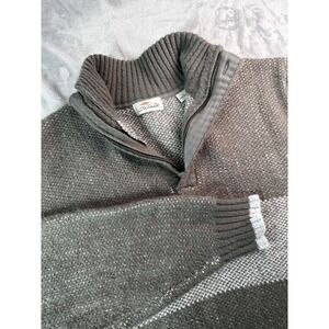Bob Timberlake Sweater Mens L Gray 1/4 Zip Mock Neck Mohair Wool Blend Knit Warm